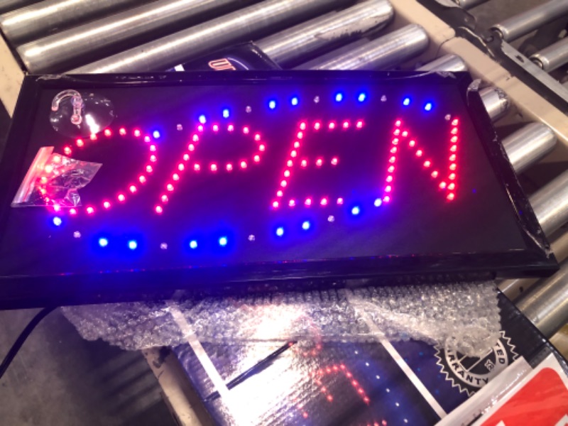 Photo 4 of Ultima LED Neon Open Sign for Business: Lighted Sign Open with Flashing Mode – Indoor Electric Light up Sign for Stores (19 x 10 in, Model 2) Includes Business Hours and Open & Closed Signs Model 2 19" x 10"