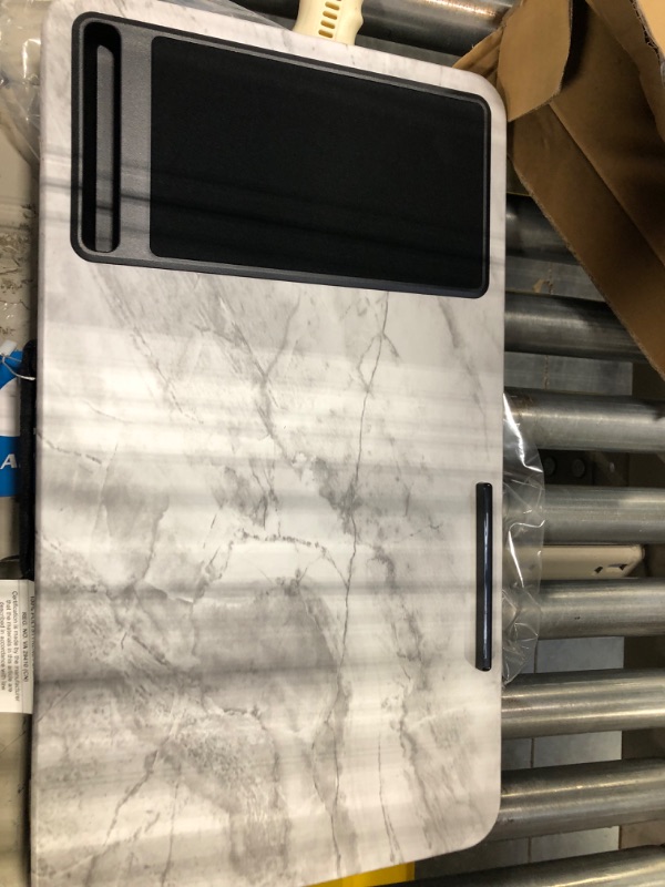 Photo 1 of LapGear Home Office Lap Desk with Device Ledge, Mouse Pad, and Phone Holder - White Marble - Fits up to 15.6 Inch Laptops - Style No. 91501 White Marble Right-Handed