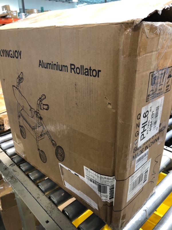 Photo 1 of FlyingJoy Rollator Walker Orange 8" Large 4 Wheels Rolling Walkers for Seniors with Seat Locking Brakes Adjustable Seat and Arms Aluminum Medical Walker Foldable Removable Back Support 300 lbs