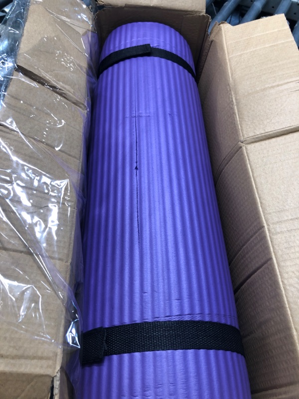 Photo 3 of BalanceFrom  All Purpose 1/2-Inch Extra Thick High Density Anti-Tear Exercise Yoga Mat and Knee Pad with Carrying Strap and Yoga Blocks Purple Yoga Mat with Knee Pad