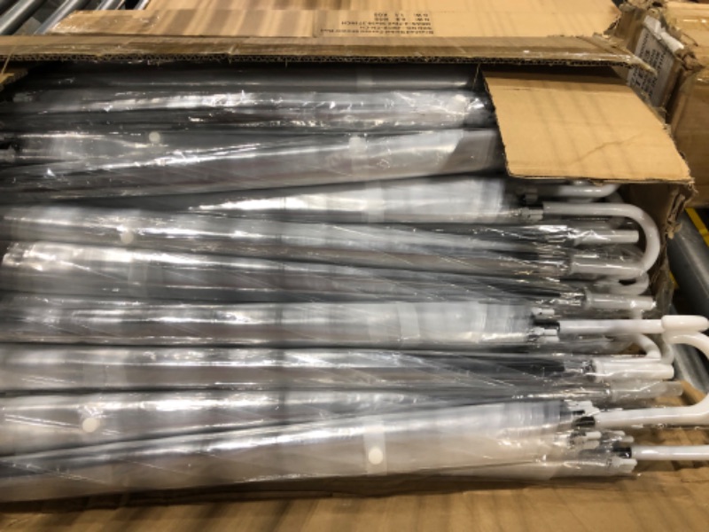 Photo 1 of 60 Pack Clear Wedding Umbrellas Bulk Transparent Auto Open Stick Umbrellas Windproof Waterproof Large Canopy Umbrella with White European J Hook Handle for Wedding Bride Groom Photography Golf Outdoor