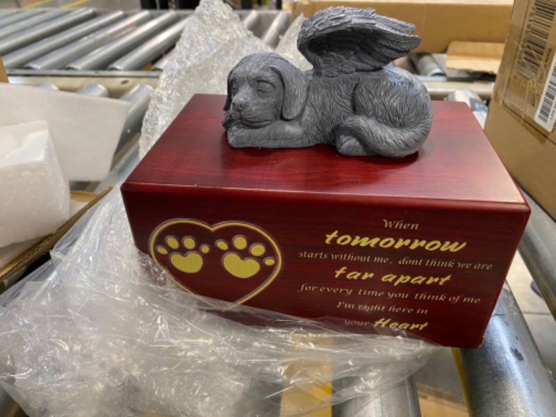 Photo 1 of Alwar Pet Urns for Dogs Ashes,Dog Cremation Box for Ashes,Pet Cremation Box,Pet Memorial Urn,Wood Angel Dog Funeral Urns for Large