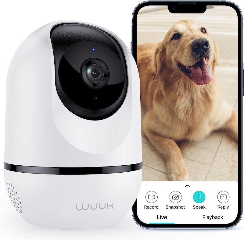 Photo 1 of WUUK 4MP Indoor Security Camera, Pan Tilt Cam for Baby Monitor, Wi-Fi Home Security Pet Camera for Dog or Cat, Motion Detection & Tracking, Night Vision, 2-Way Audio, Compatible with Alexa & Google
