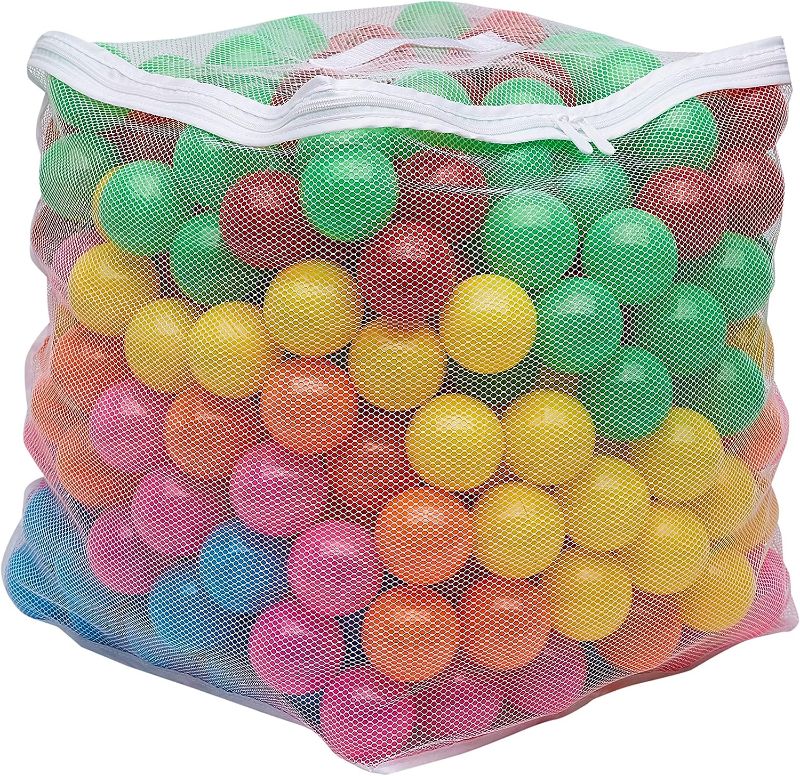 Photo 1 of Amazon Basics BPA Free Crush-Proof Plastic Pit Ball with Storage Bag, Toddlers Kids 12+ Months, Pack of 400 Balls, 6 Bright Colors
