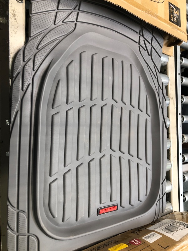 Photo 3 of Motor Trend 923-GR Gray FlexTough Contour Liners-Deep Dish Heavy Duty Rubber Floor Mats & Van-All Weather Protection Trim & Premium FlexTough All-Protection Cargo Liner Trunk Mat, Gray, 54" x 37"