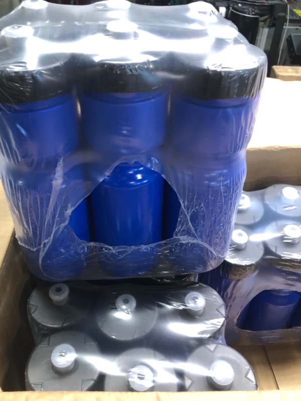 Photo 3 of 50 Strong Sports Squeeze Water Bottle Bulk Pack - 24 Bottles - 22 oz. BPA Free Easy Open Push/Pull Cap - Made in USA (Blue)