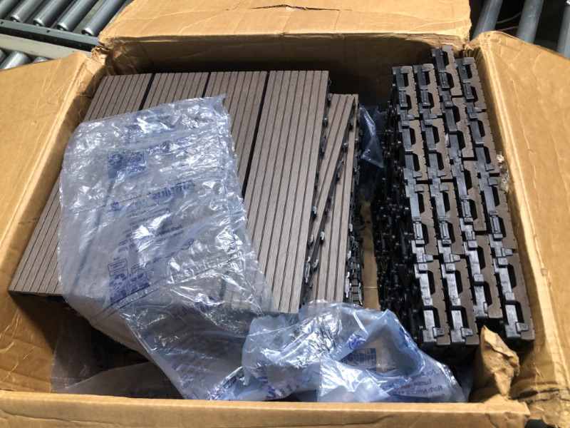 Photo 3 of  Wood Plastic Composite Patio Deck Tiles,12”x12” Interlocking 15 Pack