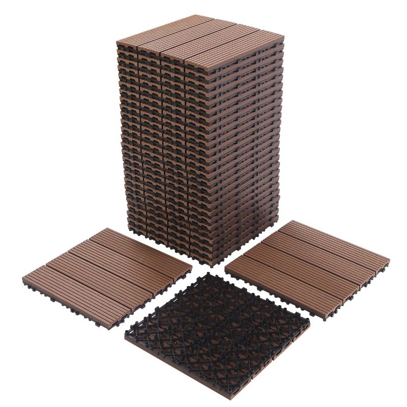 Photo 1 of  Wood Plastic Composite Patio Deck Tiles,12”x12” Interlocking 15 Pack