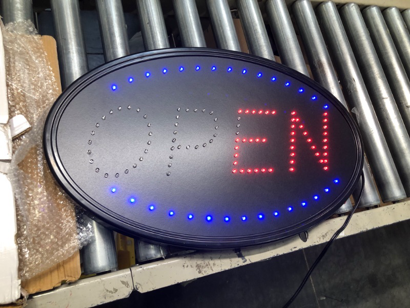 Photo 3 of LED Open Sign, FITNATE Large 23x14 inch Business Open Sign with Remote Electric Display Sign,2 Modes Flashing & Steady Lights for Business, Shop, Bar, Hotel Red