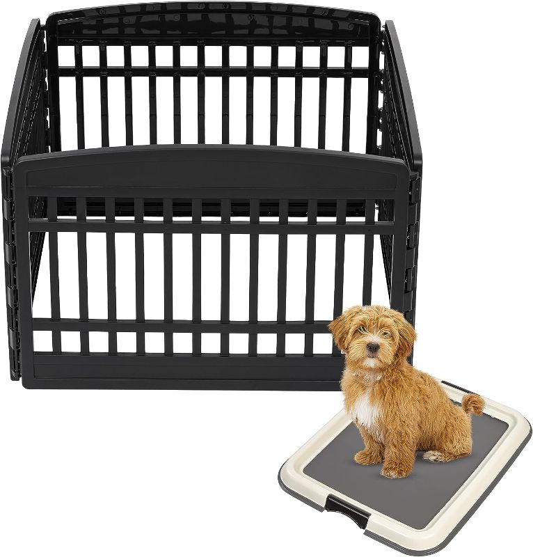 Photo 1 of 

IRIS USA 24" Exercise 4-Panel Pet Playpen and Small Training Pad Holder Set, Dog Playpen & Potty Pad Holder for Puppies Small Medium Dog, Easy...