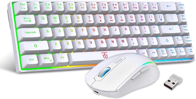 Photo 1 of 
Snpurdiri 60% Wireless Gaming Keyboard and Mouse Combo,LED Backlit Rechargeable 2000mAh Battery,Mini Mechanical Feel Anti-ghosting Keyboard + 6D 3200DPI...
Color:White