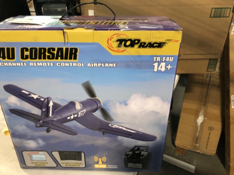 Photo 2 of Top Race Old School Remote Control Airplane – F4U Corsair Fighter Plane with Range Over 300 ft. – Battery Powered 4 Channel RC Plane for Acrobatics and Stunt Flying