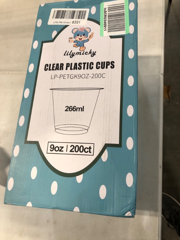 Photo 2 of 200 Pack 9 oz Clear Plastic Cups, 9 Ounce Disposable Plastic Drinking Cups, Crystal Clear PET Plastic Cups for Parties, Wedding, Christmas Day 1 pack of 200 cups - 9 oz