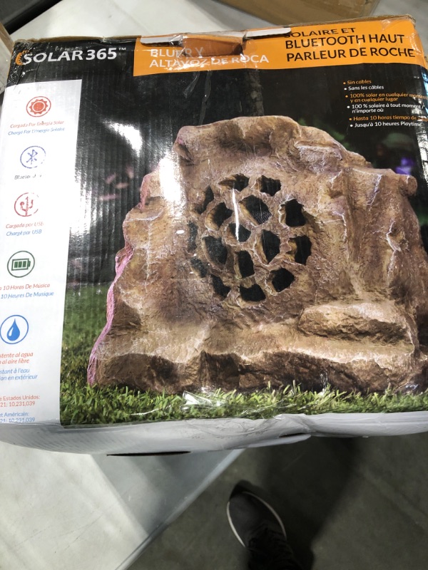 Photo 2 of Alpine Corporation Weather-resistant Bluetooth Solar-Powered Outdoor Wireless Rock Speaker, Brown