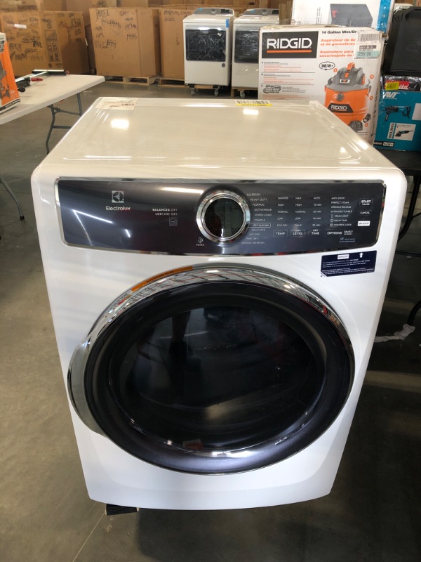 Photo 2 of Electrolux 8-cu ft Stackable Steam Cycle Electric Dryer (White) ENERGY STAR Model# ELFE7637AW