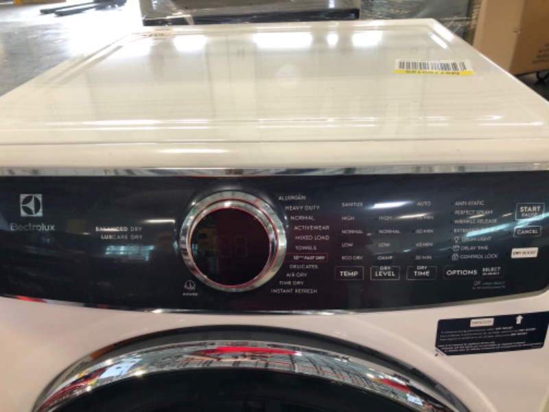 Photo 3 of Electrolux 8-cu ft Stackable Steam Cycle Electric Dryer (White) ENERGY STAR Model# ELFE7637AW