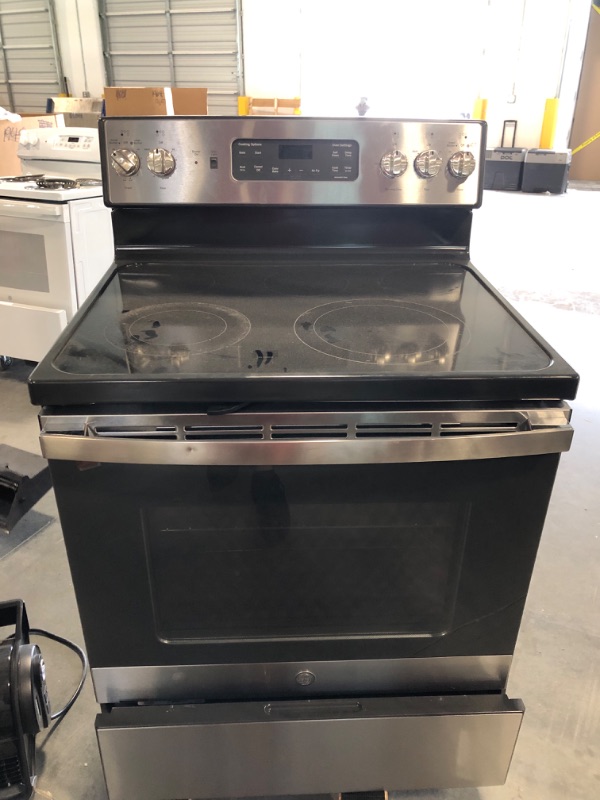 Photo 2 of GE 30 in. 5.3 cu. ft. Freestanding Electric Range in Fingerprint Resistant Stainless with Convection, Air Fry Cooking