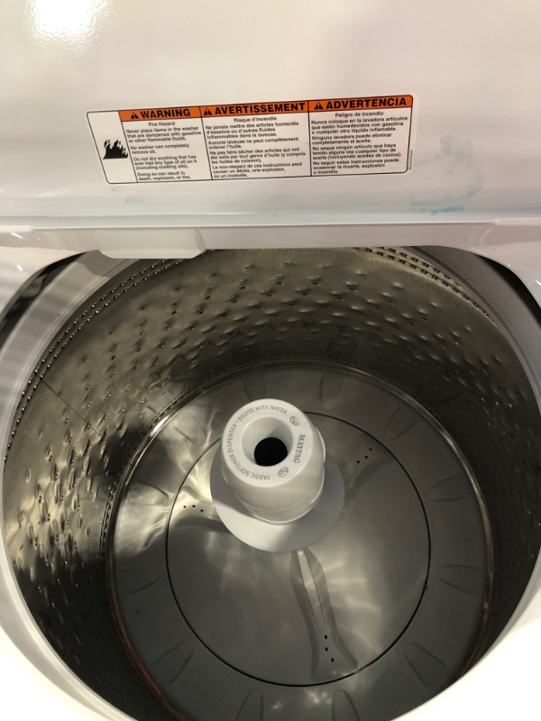 Photo 6 of Maytag 4.5-cu ft High Efficiency Agitator Top-Load Washer (White) Model #MVW4505MW