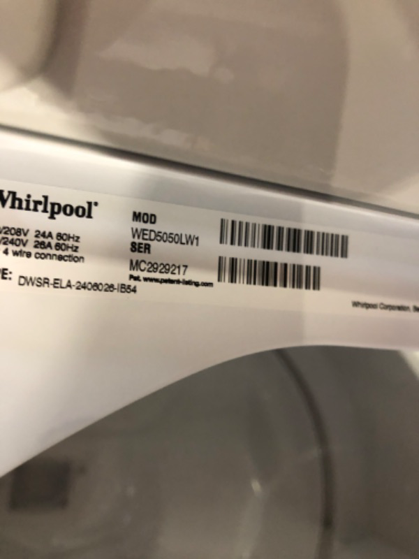 Photo 8 of Whirlpool - 7.0 Cu. Ft. Electric Dryer with Steam and Moisture Sensing - White