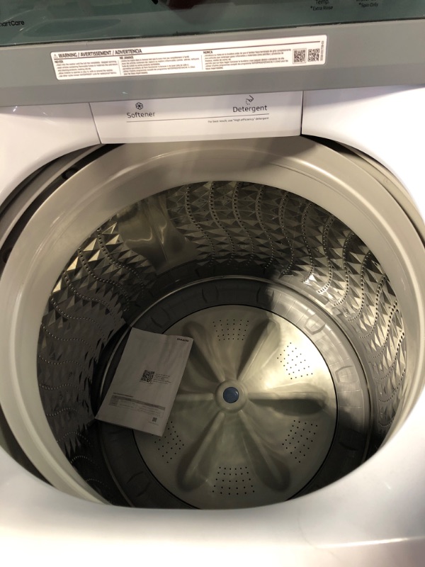 Photo 7 of Samsung 4.4-cu ft High Efficiency Agitator Top-Load Washer (White) Model #WA44A3205AW