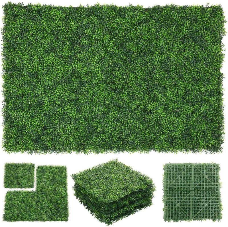 Photo 1 of ***NO ZIP TIES*** ZXMOTO 10" x 10" Artificial Boxwood Hedge Panels 24PCS Artificial Boxwood Panels Topiary Hedge Plant Faux Grass Wall Decoration Faux Greenery Wall Panel for Indoor Outdoor Garden Backyard Home Decor
