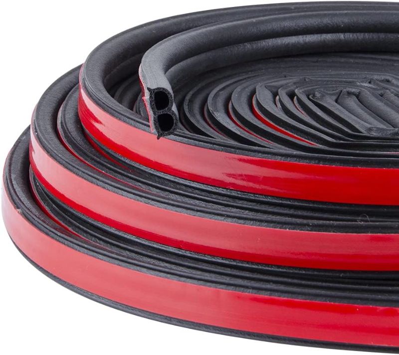 Photo 1 of 52.4Ft Long Universal Self Adhesive Auto Rubber Weather Draft Seal Strip 51/100 Inch Wide X 1/5 Inch Thick,Weatherstrip for Car Window and Door,Engine Cover(2 Rolls of 26.2 Ft Long)