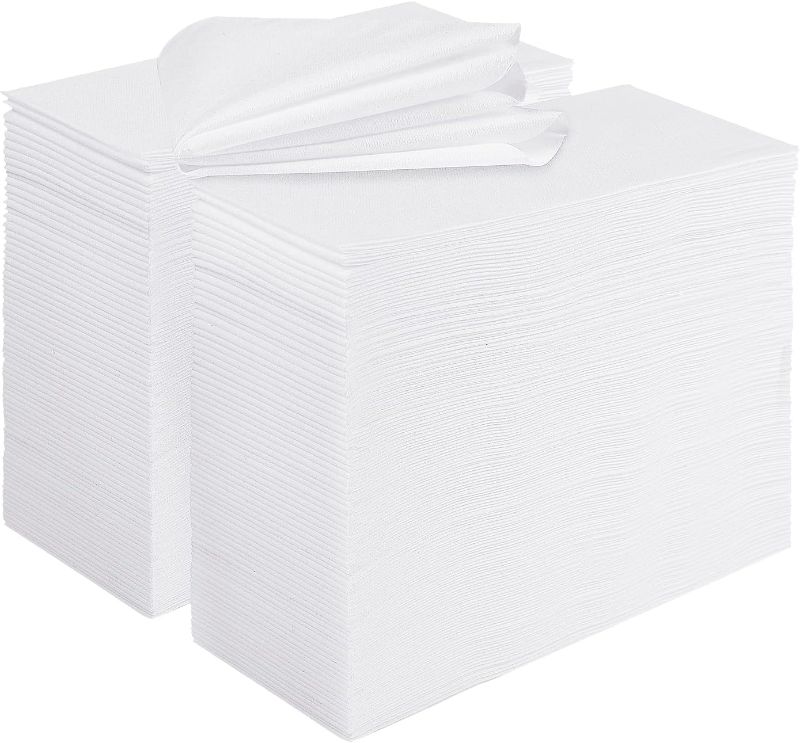 Photo 1 of [Pack of 480] FOCUSLINE Disposable Bathroom Napkins, Linen-Feel Paper Guest Towels, Soft and Absorbent Paper Hand Towels Party Napkins for Bathroom, Kitchen, Dinner, or Event, White, 12" x 17"
