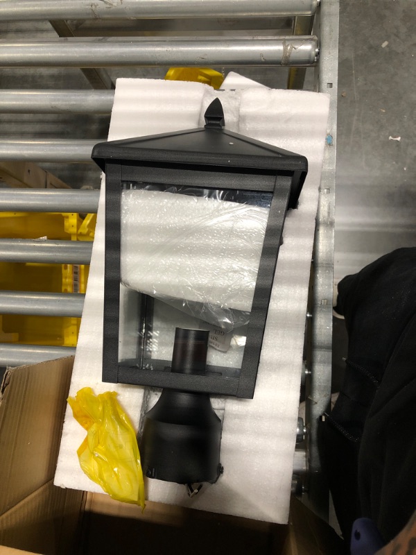 Photo 1 of zeyu Outdoor Post Light, 16 Inch Exterior Pole Light Pillar Lantern with Clear Glass Shade and Black Finish, 20076P