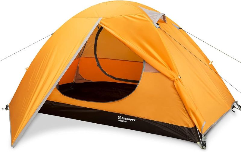 Photo 1 of Bessport Camping Tent 1/2/3/4 Person Tent Waterproof Two Doors Backpacking Tent Easy Setup Lightweight for Outdoor, Hiking Mountaineering Travel
