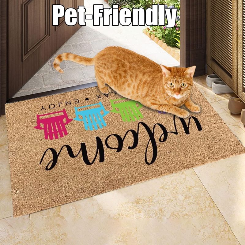 Photo 1 of ZJRUI Summer Doormat Welcome Mat, Funny Welcome Summer Door Mat Holiday Front Door Mat, Non Slip Outdoor Door Mat Summer Mat Home Bathroom Kitchen Doormat for Indoor Outdoor Decor 23.62x15.75 Inch (D)