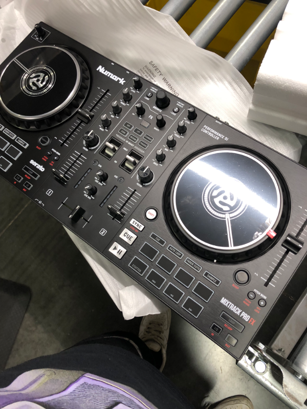 Photo 4 of DJ Controller & DMX Bundle - 2 Deck DJ Set with Capacitive Touch Jog Wheels & Audio Interface - Numark Mixtrack Pro FX & SoundSwitch DMX Interface 2 Decks DJ Controller + DMX Interface