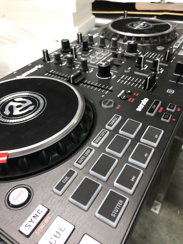 Photo 5 of DJ Controller & DMX Bundle - 2 Deck DJ Set with Capacitive Touch Jog Wheels & Audio Interface - Numark Mixtrack Pro FX & SoundSwitch DMX Interface 2 Decks DJ Controller + DMX Interface