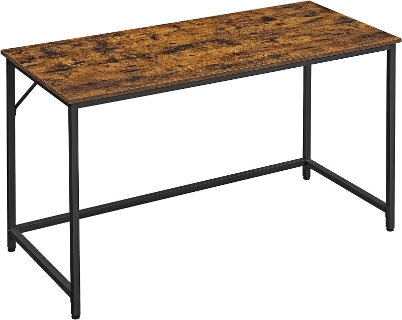 Photo 1 of VASAGLE 55.1-Inch Computer Writing Desk, Home Office Small Study Workstation, Industrial Style PC Laptop Table, Steel Frame, Rustic Brown + Black
