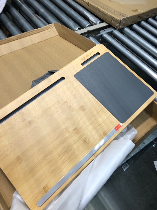 Photo 1 of BDYHOO Laptop Desk Multifunctional Bamboo Desk Bed Tray Laptop Tray with Padded Lap Work Tray and Bed Game Table Wooden Wide Writing Tray for Home Office
