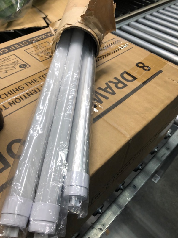 Photo 3 of WYZM 120V 4-Pack of 7Watt F15T8 LED Tube Light, Fluorescent Replacement, Rotatable End Caps,18" (17-3/4" pin to pin) Length, 5500K Daylight White,Frosted Cover(120V 4-Pack 5500K) 4 pack-120vAC-5500k