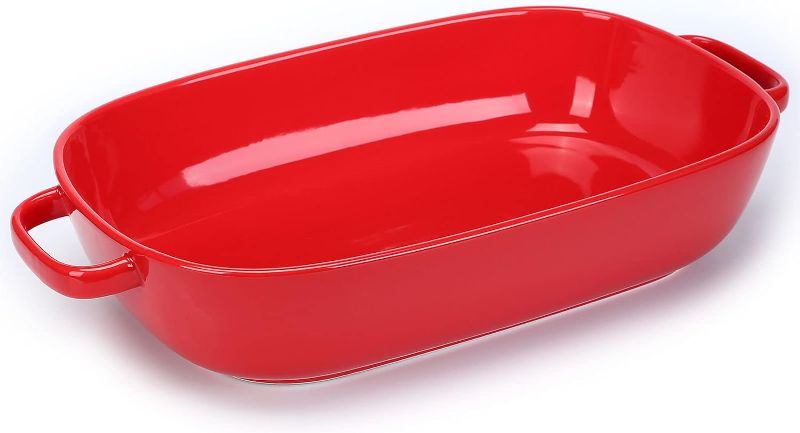 Photo 1 of 6 Quart Large Rectangular Baking Dish, 16x11 Inches Ceramic Baking Pan Casserole Dish for Cooking,Kitchen and Daily Use, Safe for Oven Microwave Refrigerator Disinfection Cabinet and Dishwasher,Red
