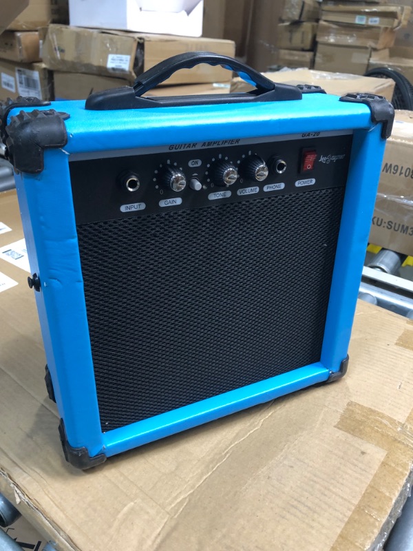 Photo 2 of Vangoa Electric Guitar Amp, 10W Guitar Practice Small Amplifier Mini Portable Guitar Amp with Headphone Jack and Distortion Tone, Blue
