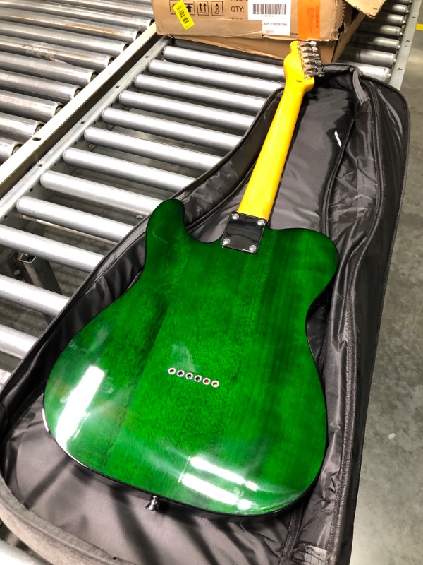 Photo 6 of Leo Jaymz ResonanceX Pro Electric Guitar with Flame Maple Top - High Gloss Mahogany Body and Hard Maple Neck - High Transparent Acrylic Pickguard - Highly Output Alnico V Pickups Elite Green Sunburst