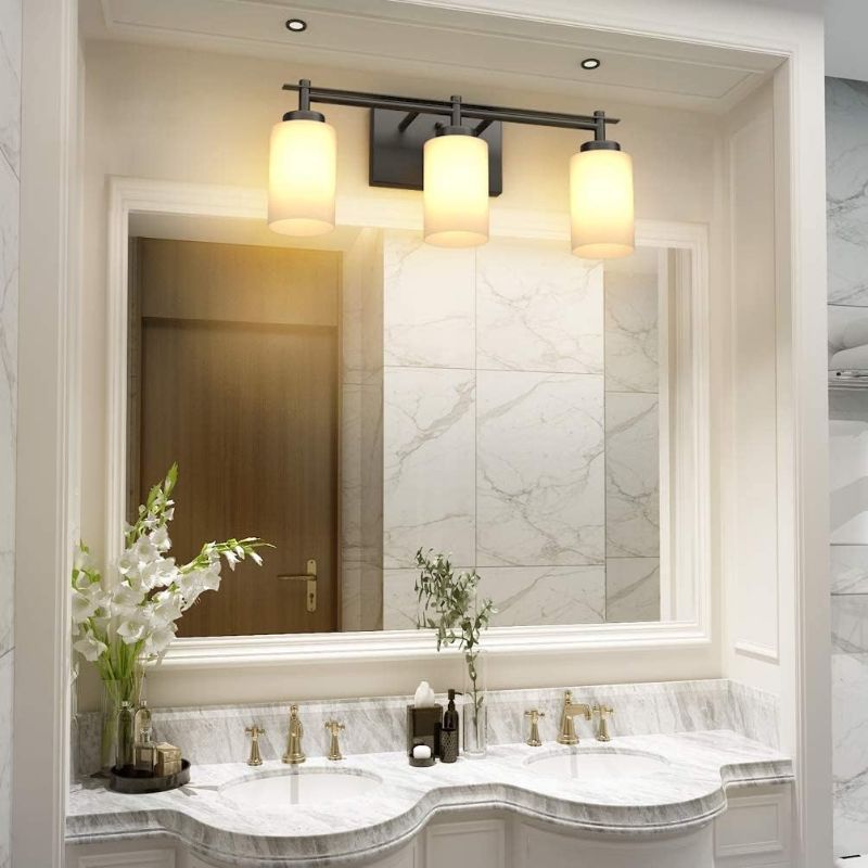 Photo 1 of Aipsun Black Vintage Vanity Light, Bathroom Vanity Lighting Fixtures Industrial Vanity Light for Bathroom Black Wall Light Over Mirror(Exclude Bulb)