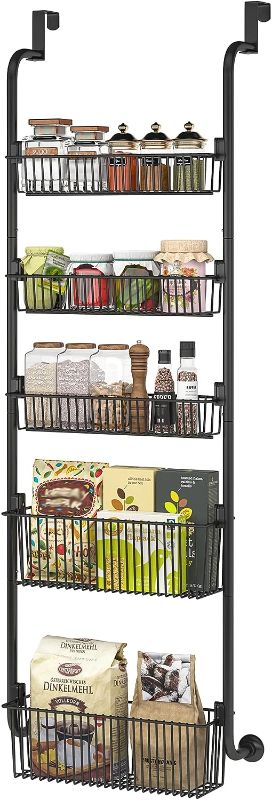 Photo 1 of 1Easylife Over the Door Organizer 5-Tier for Pantry Storage and Organization with 5 Baskets, Heavy-Duty Metal Spice Rack (3x4.72+2x5.9 Width Baskets, Black)
