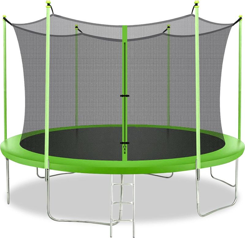 Photo 1 of 8FT 10FT 12FT 14FT Trampoline with Enclosure Net Outdoor Jump Rectangle Trampoline - ASTM Approved-Combo Bounce Exercise Trampoline PVC Spring Cover Padding for Kids and Adults