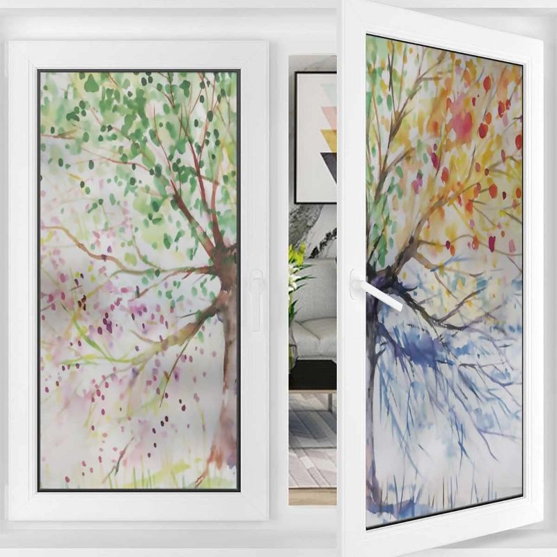 Photo 1 of 
Blackout Window Film Freehand Colorful Life Tree 9 Window Film Static Cling Glass Film