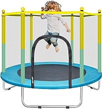 Photo 1 of 55" Small Trampoline for Kids with Net, 4.6FT Indoor Outdoor Toddler Trampoline with Safety Enclosure, Baby Round Jumping Mat, Recreational Trampolines Birthday Gifts for Children Boy Girl