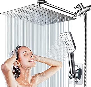 Photo 1 of 12 Rainfall Shower Head - Sarlai 13 Inch Shower Head Large Rain Solid Square Ultra Thin 304 Stainless Steel Chrome Finish Rainfall Shower Head