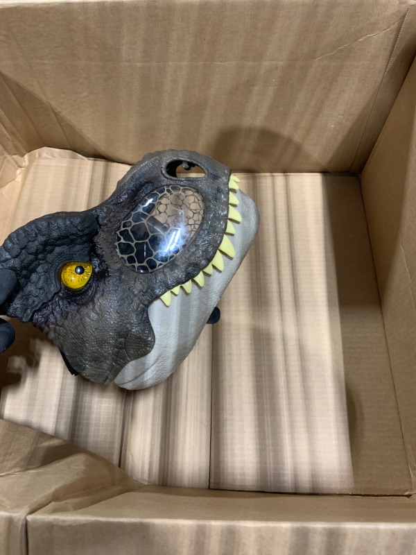 Photo 3 of ?Jurassic World Dominion Dinosaur Mask Tyrannosaurus Rex Chomp N Roar with Motion and Sounds, T Rex Costume for Kids Role-Play ???? Frustration Free Packaging