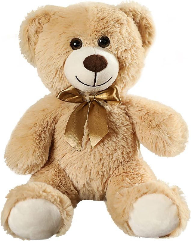 Photo 1 of SHAFISH Plush Teddy Bear Cute Stuffed Animal Bear with Bow Plush Toys 13.8 Inches (Khaki)
