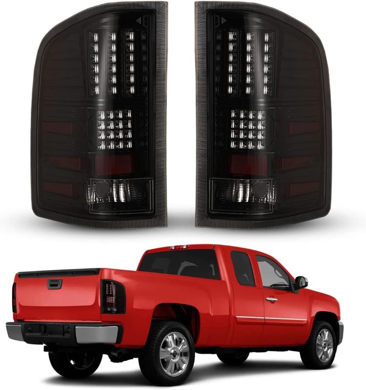 Photo 1 of Nixon Offroad Tail Lights for Chevrolet Chevy Silverado 1500 2500HD 3500HD 2008-2014 Tail Lamps LED Rear Lights Car Rear Lamps Assembly Replacement 1Pair (Glossy Black Housing/Clear Lens) (FBA) Glossy Black Housing / Clear Lens