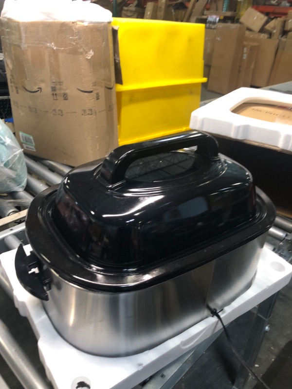 Photo 1 of 24 Quart Electric Roaster Oven, Turkey Roaster with Viewing Lid, Large Stainless Steel Roaster Oven Silver