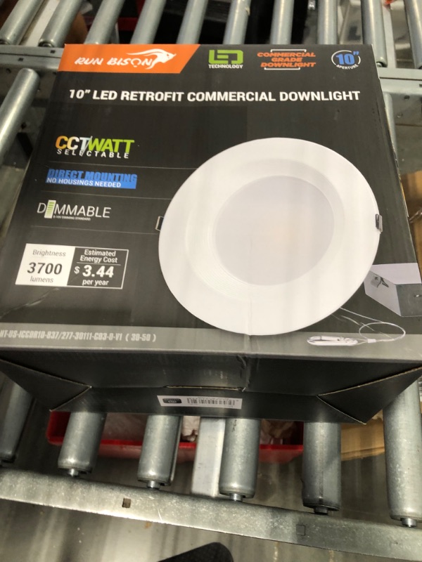 Photo 2 of 10 Inch Recessed LED Commercial Downlight with J-Box, Wattage Adjustable 22/29/37.5W,3 Color Selectable 3000K-5000K, 120-277V,0-10V Dimmable, IC Rated,Canless LED Downlight,UL & Energy Star

