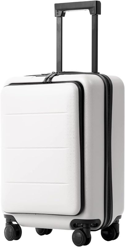 Photo 1 of Coolife Luggage Suitcase Piece Set Carry On ABS+PC Spinner Trolley with pocket Compartment Weekend Bag (White, 20in(carry on))
